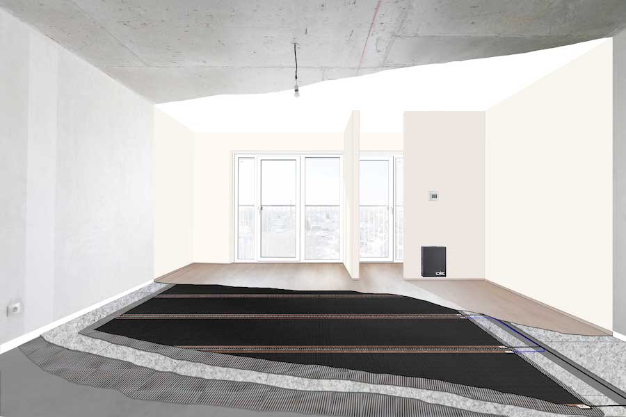 Fußbbodenheizung Schichtaufbau Easy Fix mit Dämmung